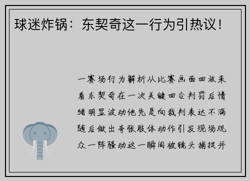 球迷炸锅：东契奇这一行为引热议！